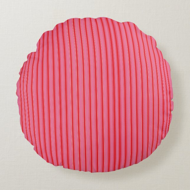 Rosa röda ränder, modern, elegant  rund kudde (Framsidan)