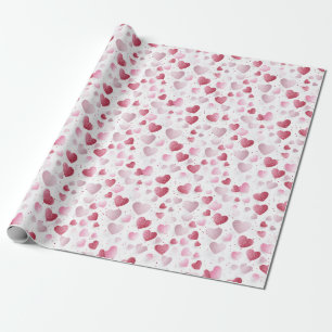 Rosa & Röda romantiska Glitter Hearts Wrapping Pap Presentpapper