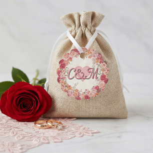 Rosa & Röda Romantiska Rosens Vårblommiga Bröllop Gåvor Etiketter