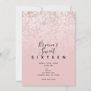 Rosa Röda Rosa Guld Glitter Marmor Glam Söta 16 Inbjudningar