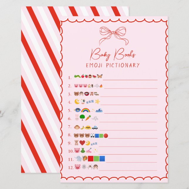Rosa & Röda Rosett Babyböcker Emoji Pictionary Lek (Fram/baksida)