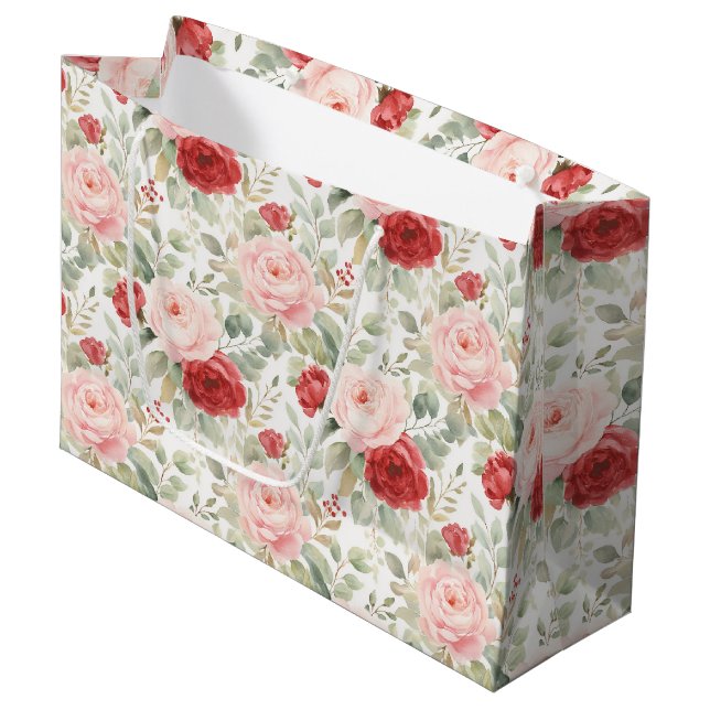 Rosa Röda Rosor Blommig Bröllopsdusch (Framsidan Vinklad)