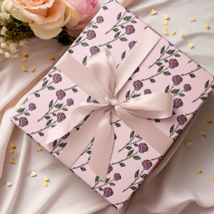 Rosa röda rosor Handillustrerad Elegant Romantisk Presentpapper