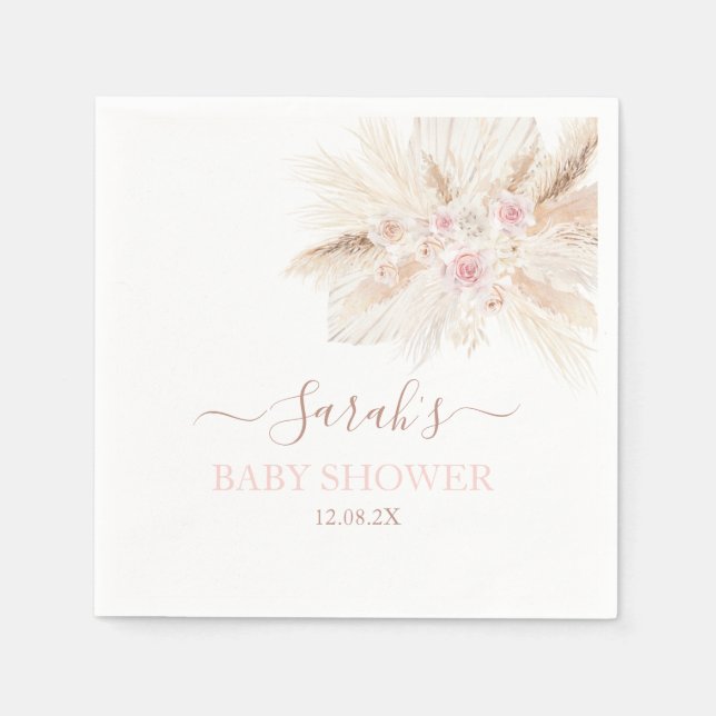  Rosa röda tropiska baby shower servetter (Framsidan)