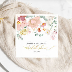 Rosa & Röda Vilda Blommor Bröllopsdusch Servetter