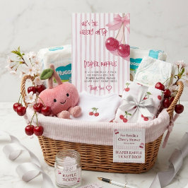 Rosa rödbågad blöja lottning Bebisbadkalas Tilläggskort