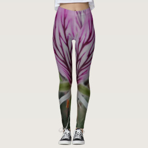 Rosa/rödblommiga skinn leggings