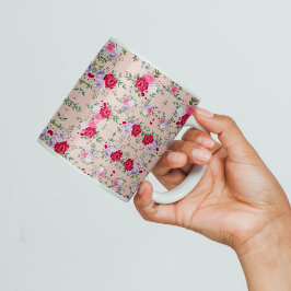 Rosa rödblommor Mönster Art Kaffemugg
