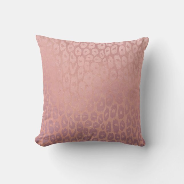 Rosa Rode Golg Glitter Leopard Struktur Kudde (Framsida)