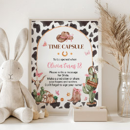 Rosa Rodeo Cowgirl Birthday Time Capsule-tecken Poster