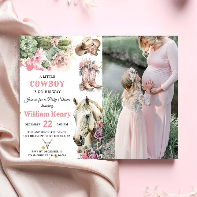 Rosa Rodeo Western Cowboy Baby Shower Inbjudningar (Skapare uppladdad)
