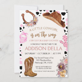 Rosa Rodeo Western Cowgirl Baby Shower-inbjudan Inbjudningar