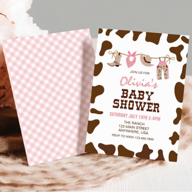 Rosa Rodeo Western Cowgirl Baby Shower Inbjudningar (Skapare uppladdad)