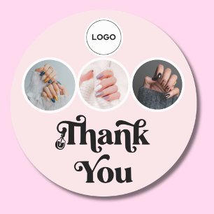Rosa rodnad 3 Foto Nagelteknik Logo Tack Runt Klistermärke