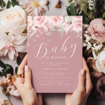 Rosa rodnad Blommig Baby i Knopp Baby Shower