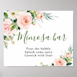 Rosa rodnad blommor blommande mimosa bar bröllopss poster