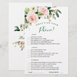 Rosa rodnad blommor grönska bröllopsdusch spel
