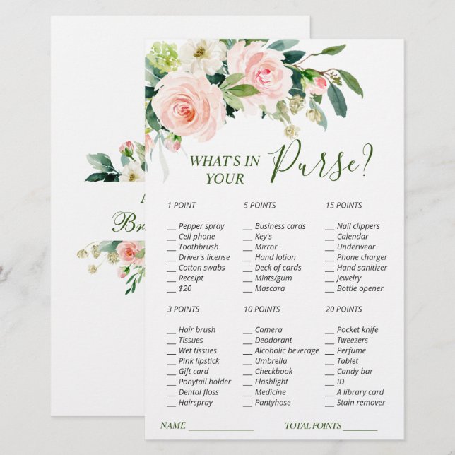 Rosa rodnad blommor grönska bröllopsfest spel (Fram/baksida)