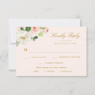 rosa rodnad blomster måltid val RSVP-kort OSA Kort