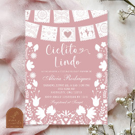 Rosa rodnad Boho Talavera mexikansk baby shower  Inbjudningar