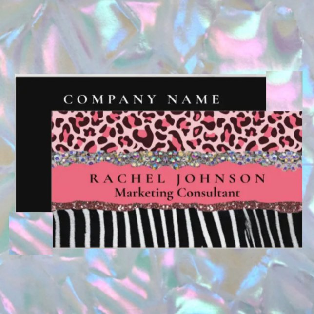 Rosa rodnad Girly Modern Feminine Glam Retro Visitkort (Skapare uppladdad)