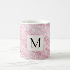 Rosa rodnad glittermonogram kaffemugg