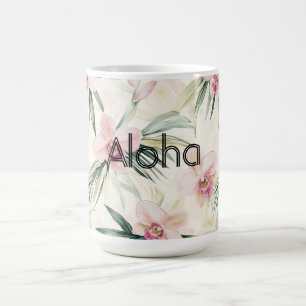 Rosa rodnad kräm orkidé blom- kaffemugg