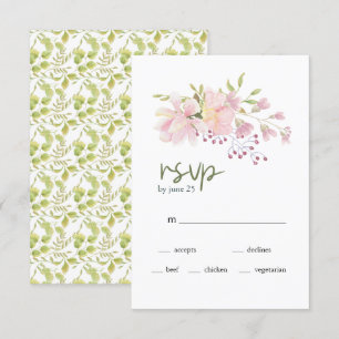 Rosa rodnad Magnolia Blommig Bröllop RSVP-kort OSA Kort