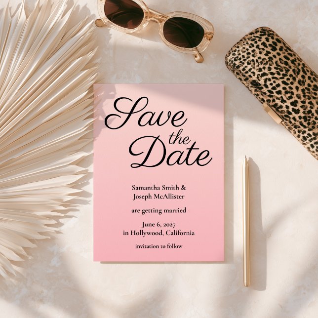 Rosa rodnad Ombre Spara Datumet (Pink Blush Ombre Save The Date)