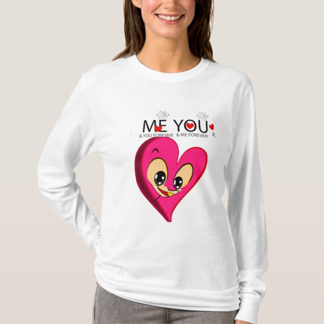 rosa rodnad på hjärtvalentin`S T Shirt (Framsida)