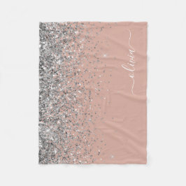 Rosa rodnad Rosa guld silver glitter monogram Fleecefilt