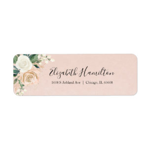 Rosa rodnad & roséguld floral akvarell elegant returadress etikett