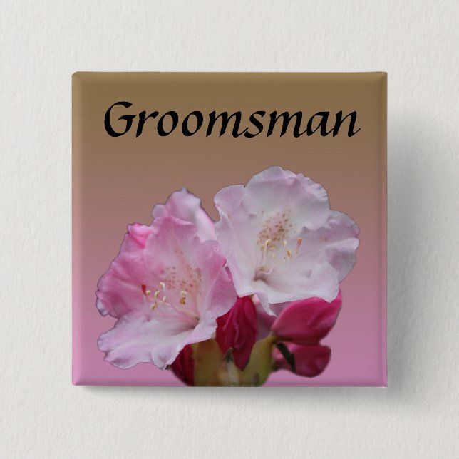rosa rododendron blom bryllopsinbjudningar knapp (Framsida)