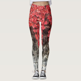 Rosa rödvivel löv höststensmur leggings