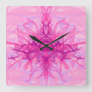 ROSA ROKE - Modern och abstrakt Fractal Art - Fyrkantig Klocka