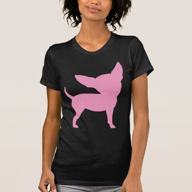 Rosa rolig Chihuahua Tee Shirt (Framsida)