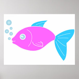 Rosa rolig fisk poster
