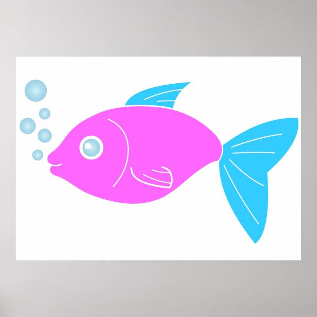 Rosa rolig fisk poster (Framsidan)