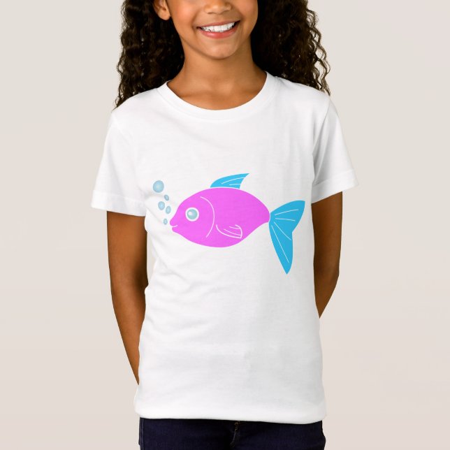 Rosa rolig fisk tee shirt (Framsida)
