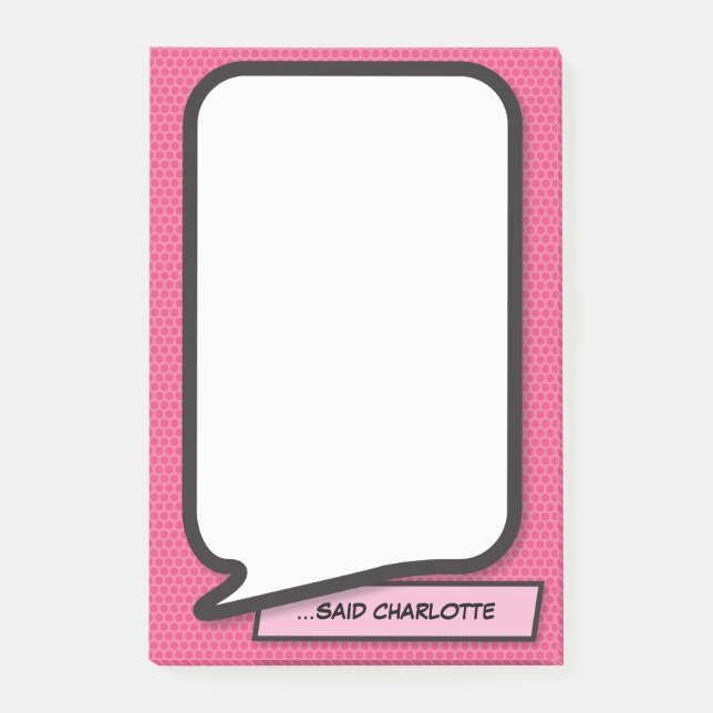 Rosa rolig modern personlig pratbubbla post-it block (Framsida)