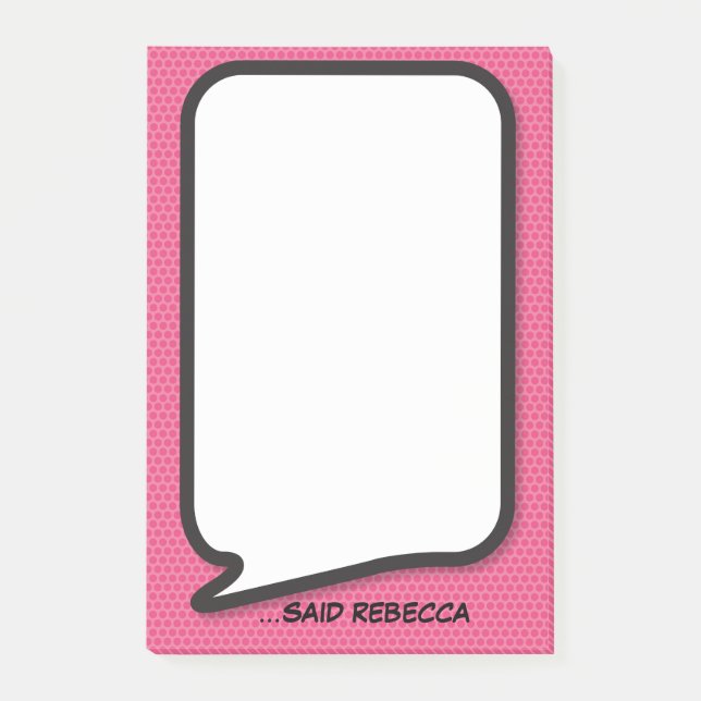 Rosa roliga personliga seriebok pratbubbla post-it block (Framsida)