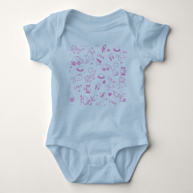 Rosa Roligt Baby T-Shirt (Framsida)
