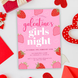 Rosa Roligt Girly Galentine's Day Party bjudande i Inbjudningar