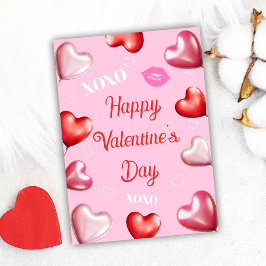 Rosa Roligt Girly Happy Valentine Day Julkort