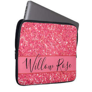 Rosa roligt gnistra glitter mönster, gåva till hen laptop fodral