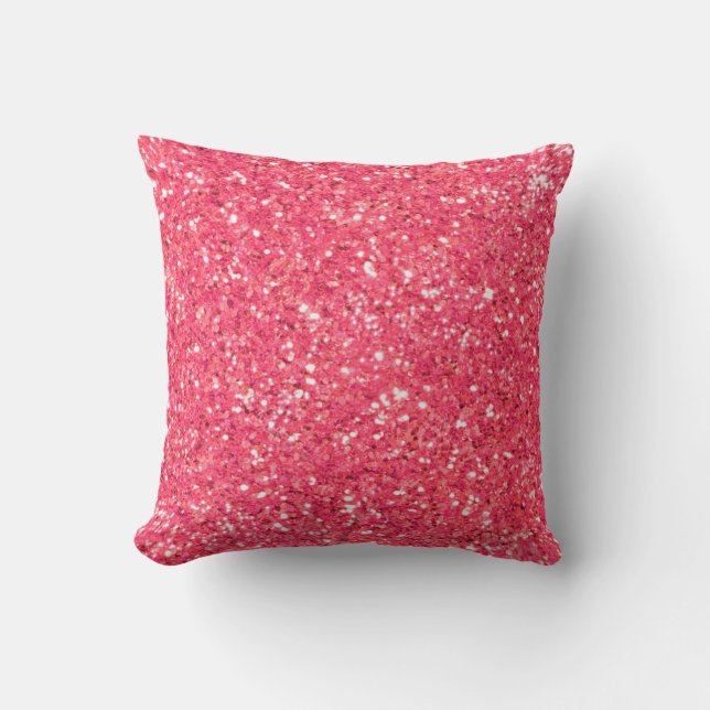 Rosa roligt gnistra glitter mönster kudde (Framsida)