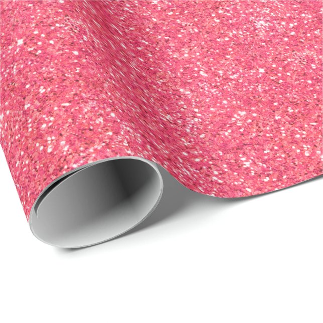 Rosa roligt gnistra glitter mönster presentpapper (Rullad Hörn)