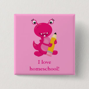 Rosa roligt homeschoolmonster knapp