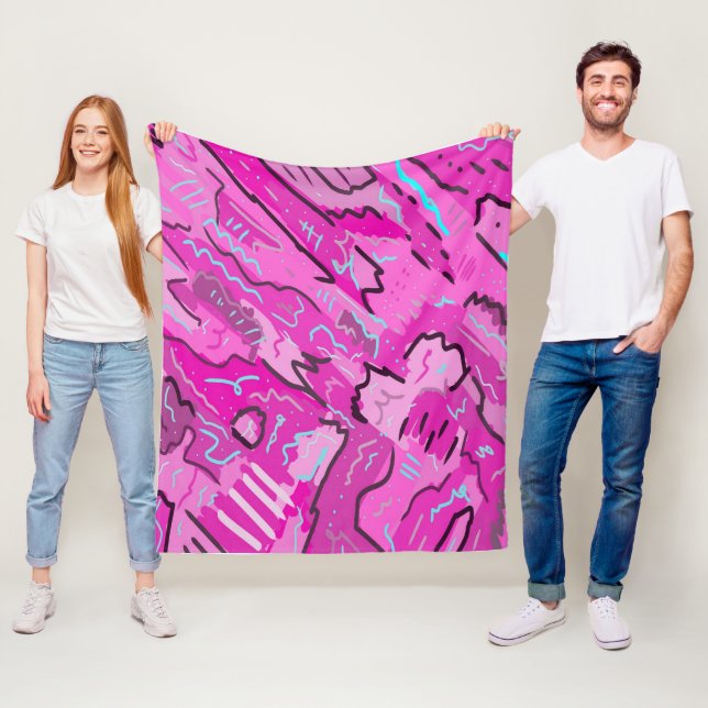 Rosa! Roligt med Abstrakt Art Fleecefilt (På plats)