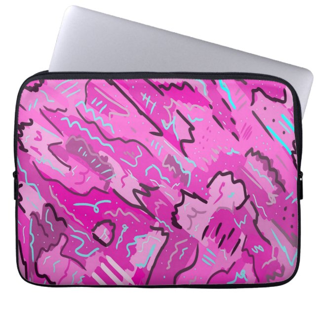 Rosa! Roligt med Abstrakt Art Laptop Fodral (Framsidan)